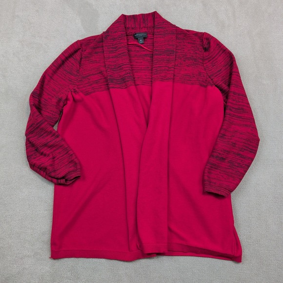 Worthington Woman 2X Red Space Dye Cotton Open Front Shawl Cardigan Sweater — photo 2